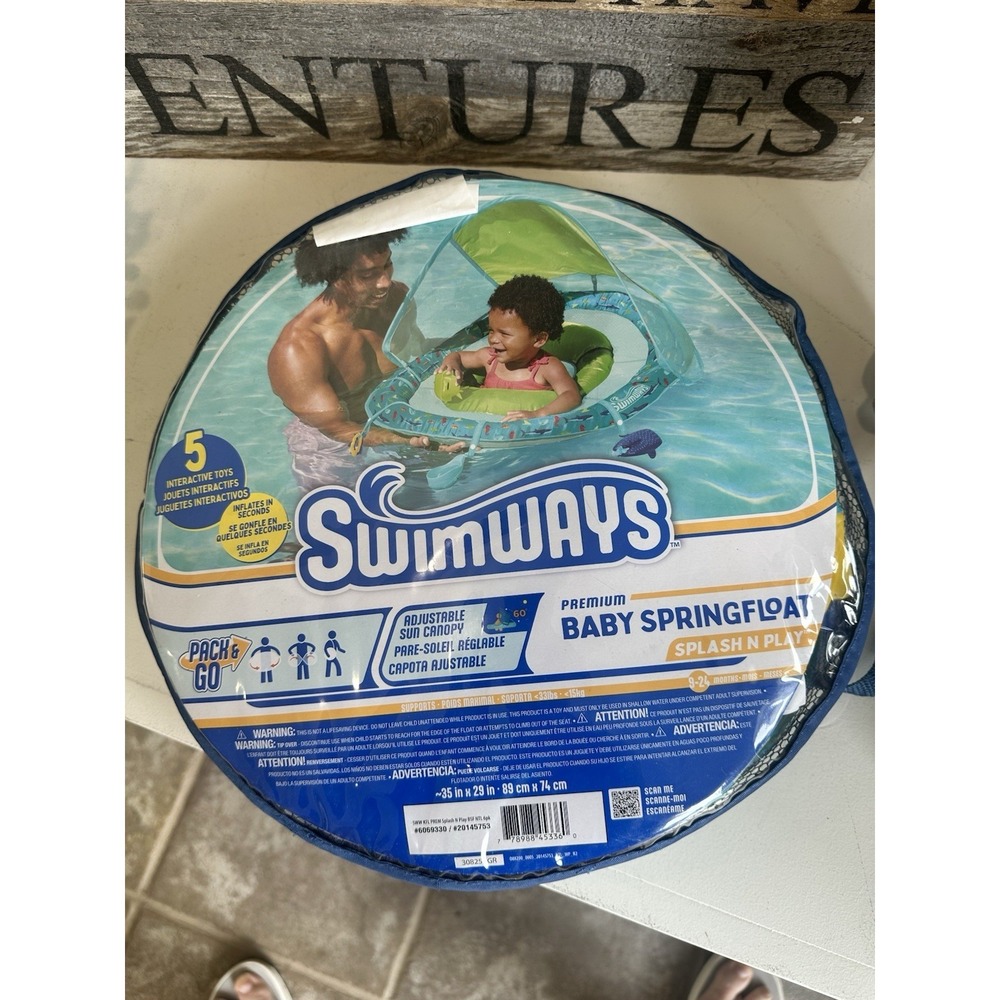 Swimways Premium Baby Springfloat With Sun Canopy 9-24 months Pack & Go Unopened